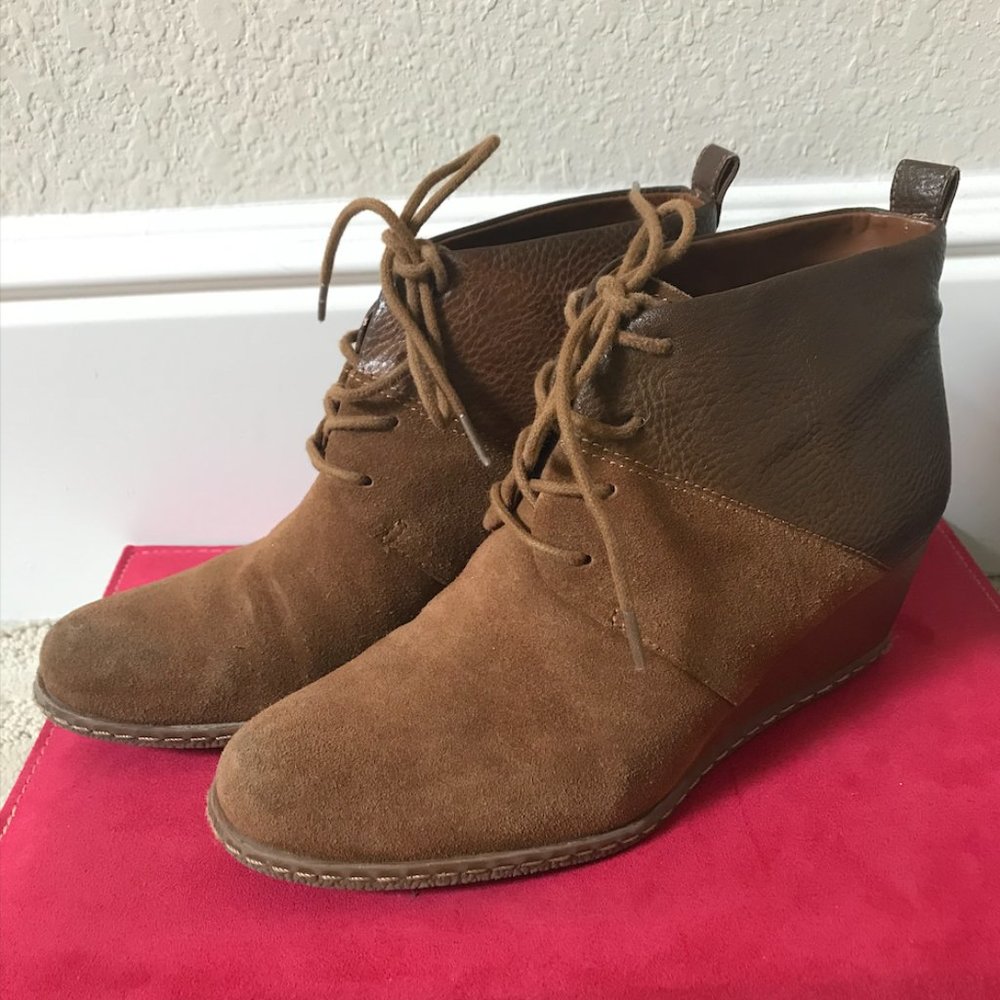 Franco Sarto Albi Brown Ankle Boots Leather Wedges